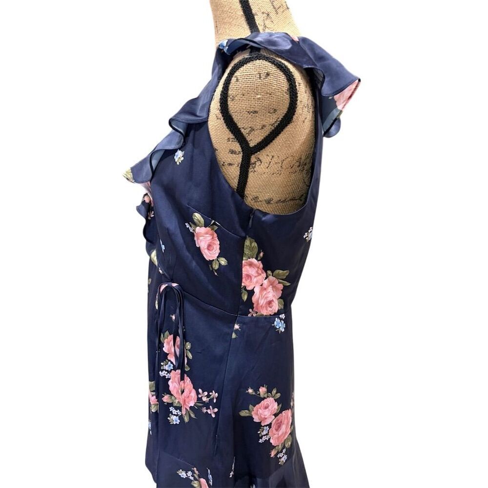 Altar'd State  L Blue Floral Sleeveless Ruffle  Dress Babydoll Coquette Dainty - Picture 4 of 12